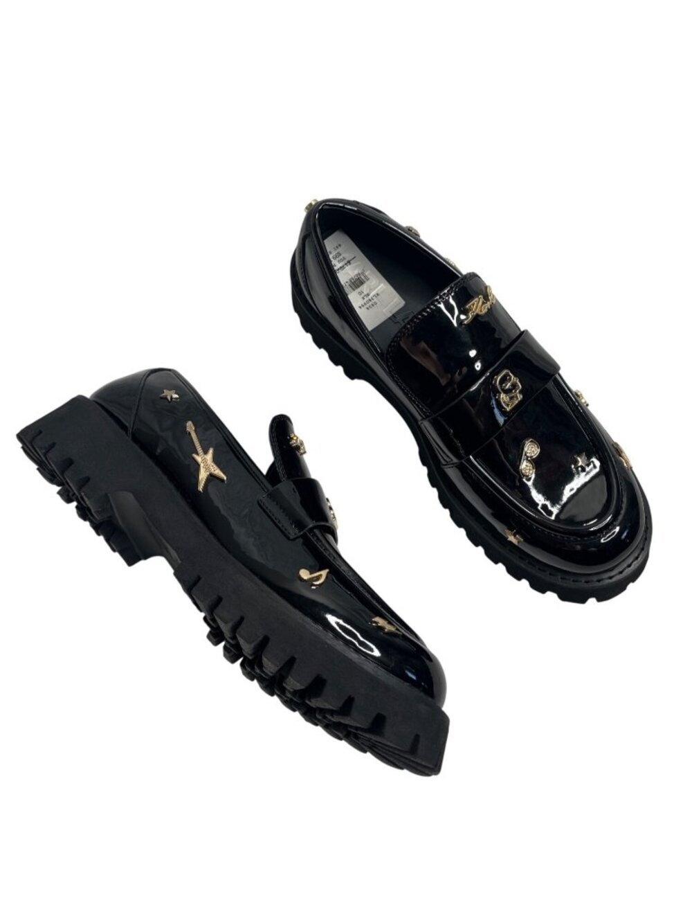 Karl Lagerfeld Black Gaston Rocker Chunky Embellished Loafers 11